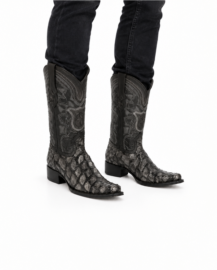 Los Altos Pirarucu Gray & Black European Square Toe Mens Boot