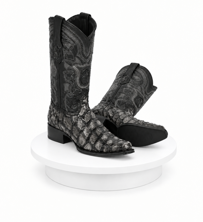 Los Altos Pirarucu Gray & Black European Square Toe Mens Boot