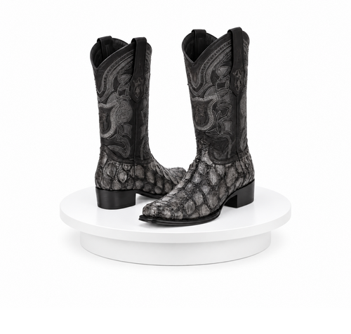 Los Altos Pirarucu Gray & Black European Square Toe Mens Boot