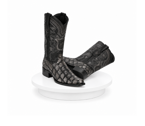 Los Altos Pirarucu Gray & Black European Square Toe Mens Boot