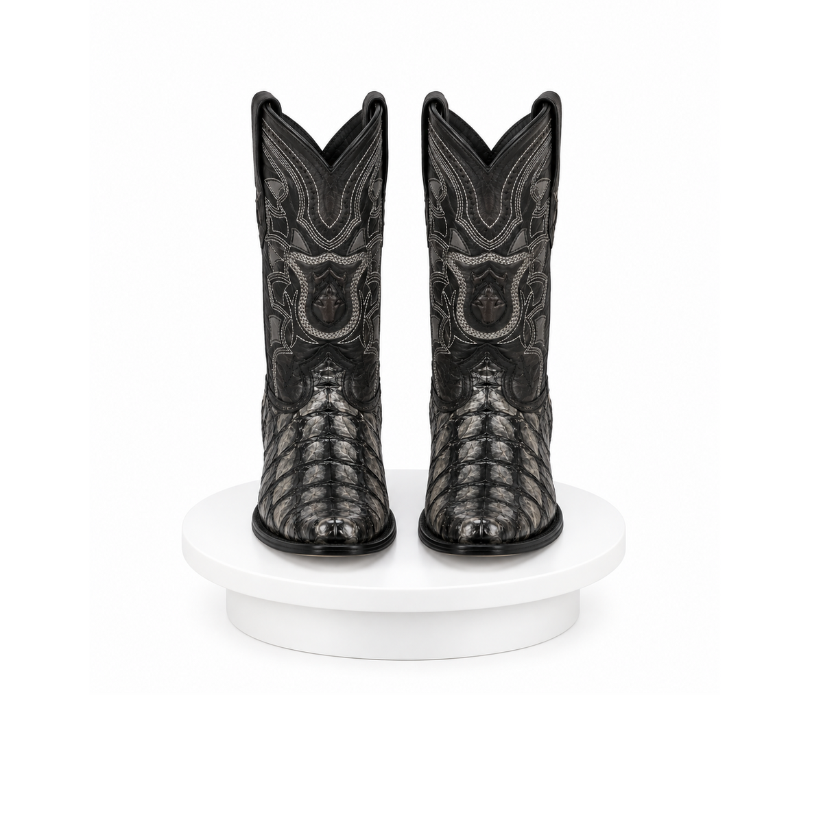 Los Altos Pirarucu Gray & Black European Square Toe Mens Boot
