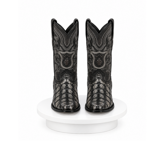 Los Altos Pirarucu Gray & Black European Square Toe Mens Boot