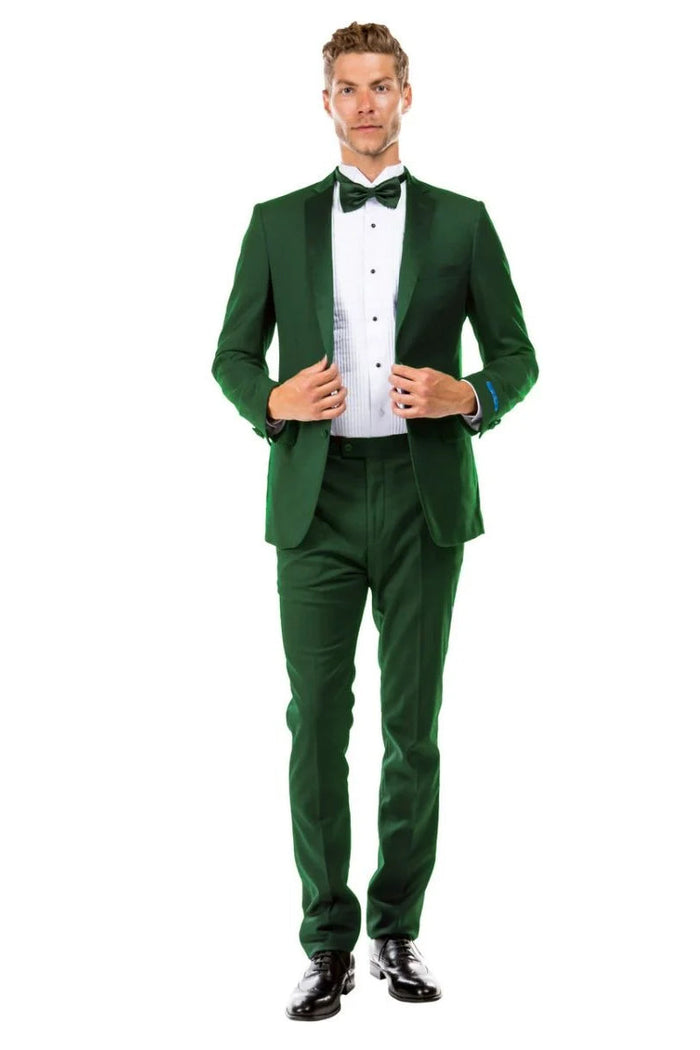 Hunter Green Slim Fit Men's Tuxedo - Two Button for Wedding & Prom 2026