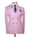 Mens Double breasted Suit - "Pink" 1920s 1980s Style Peak Lapel Suits -  Back Side Vented  Mens Designer Modern Fit Double Breasted Wool Feel Suit - Designer Brand with Gold Buttons in Pink