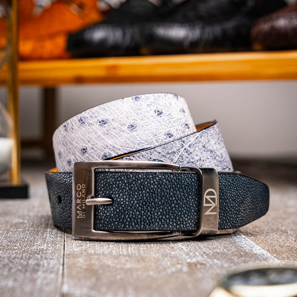 Marco Di Milano Lucca Belt Newspaper Black Leather Shoe - 44