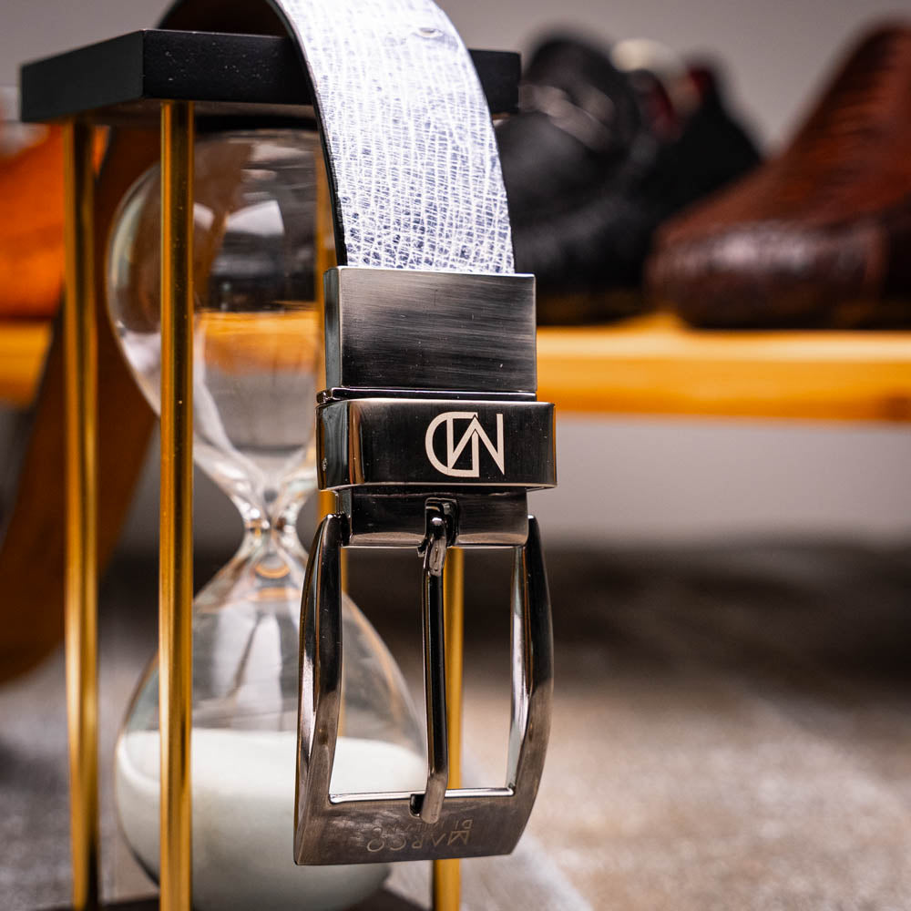 Marco Di Milano Lucca Belt Newspaper Black Leather Shoe - 44