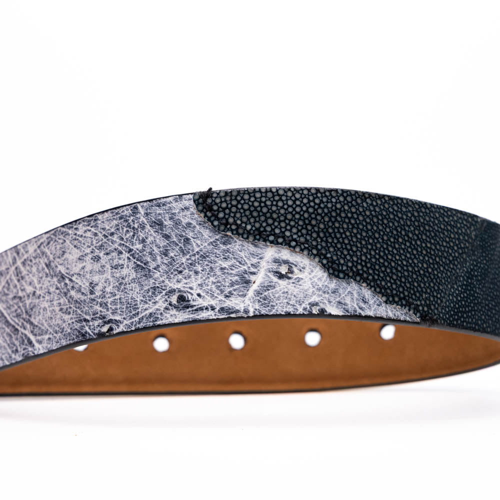 Marco Di Milano Lucca Belt Newspaper Black Leather Shoe - 44