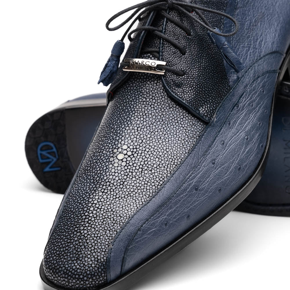 Marco Di Milano Lucca Navy Ostrich & Stingray Shoes - 8