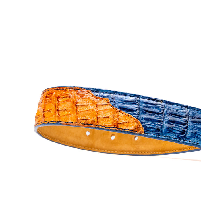 Marco_Di_Milano Luciano Belt: Blue & Brandy Leather Dress Shoe