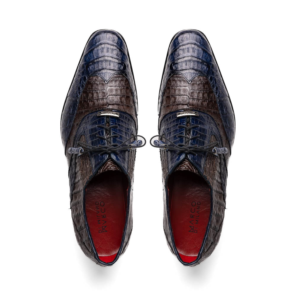 Marco Di Milano Luciano Crocodile Classic Wingtip Dress Shoes Oxfords - 8