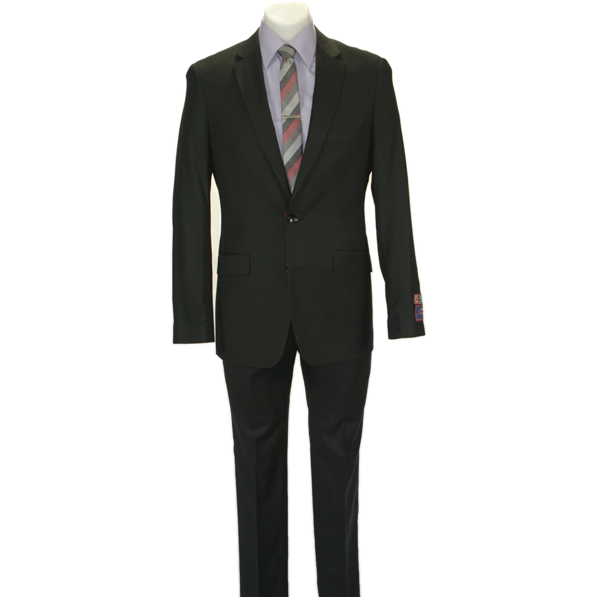 Carlo Lusso Black Two-button Poly Blend Suit - 34 Short or Extra Small