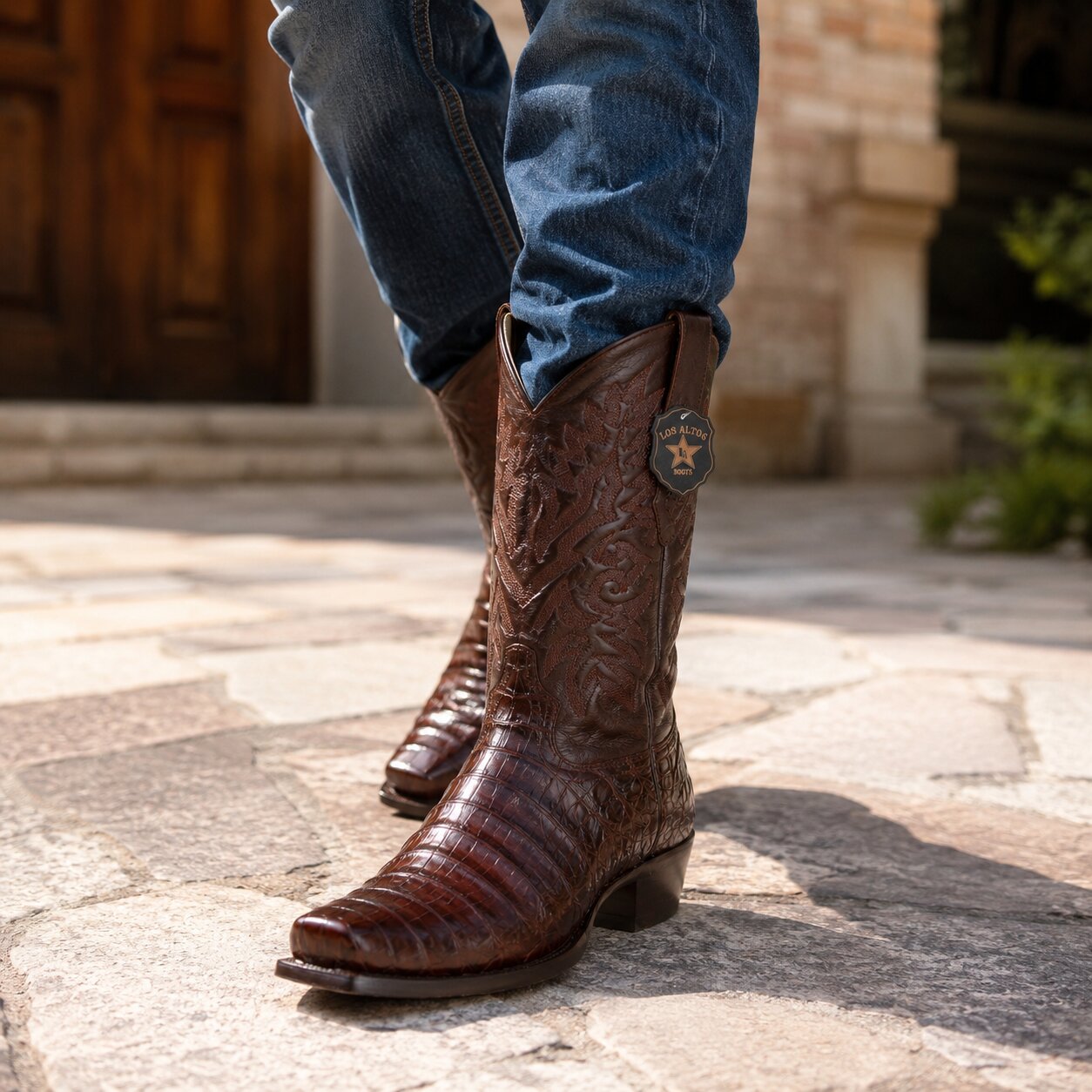 Los Altos Belly 7 Toe Brown Caiman Boots-New Designer Collection