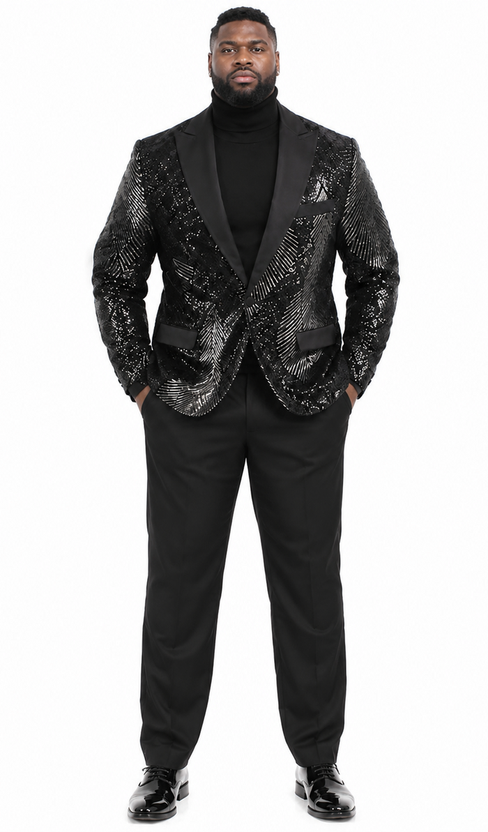 Mens Sequin Christmas Holiday Blazer – Luxury Party Jacket for New Year Jacket Sparkly Dinner Jacket in Color "Black"