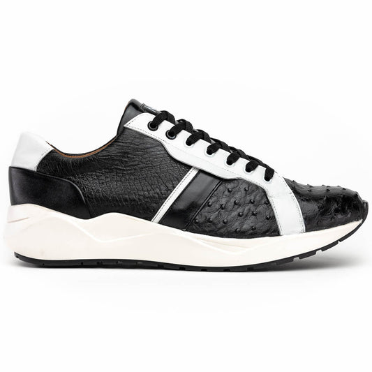 Marco Di Milano Lyon II Ostrich Quill & Calfskin Sneakers