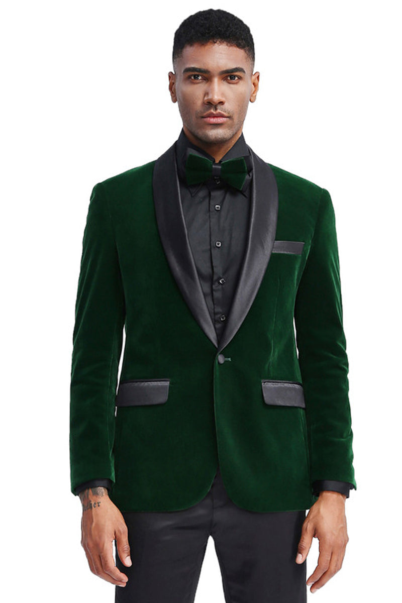 Hunter Green Velvet Tuxedo Jacket - Men's Slim Fit Shawl Lapel for Wedding & Prom