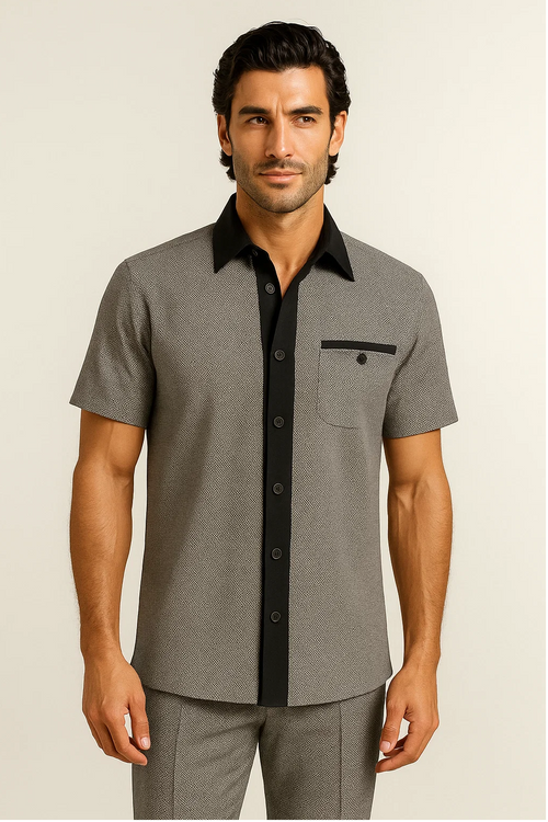Mens Houndstooth Walking Suit by Dreams by Zacchi 2 Piece Lei sure Set in black/white- $99