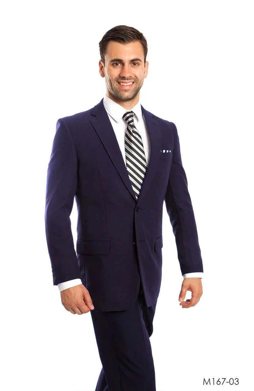 Tazio Men's Tailored Fit 2-Piece Suit - Side Vents