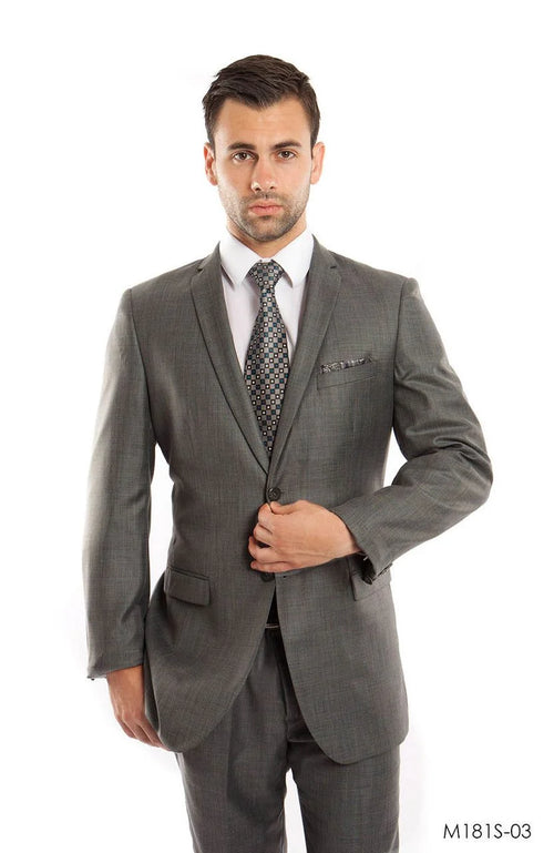 Tazio Mens 2Piece Silky Sharkskin SlimFit Suit Modern Cut blue