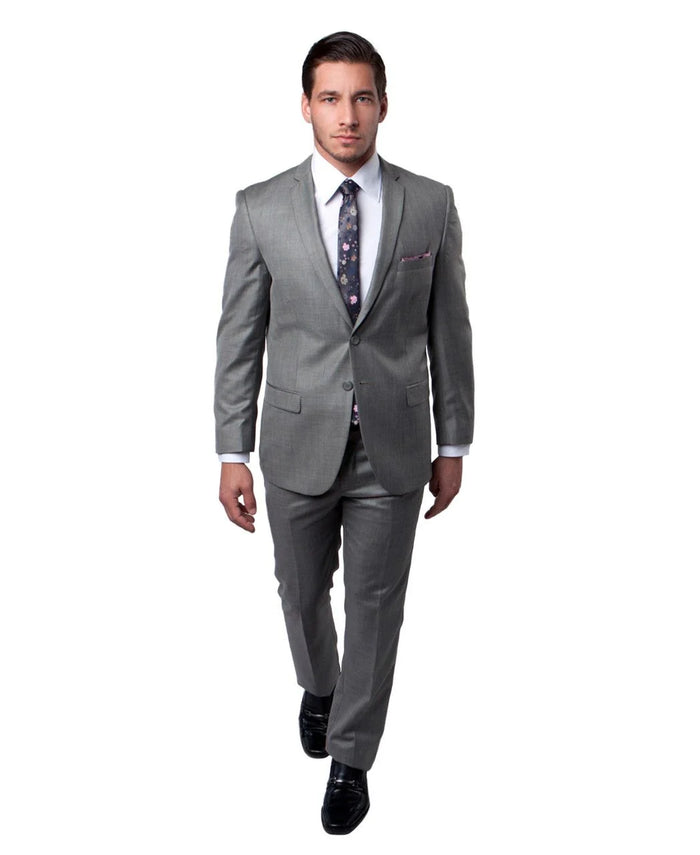 Tazio Mens 2Piece Silky Sharkskin SlimFit Suit Modern Cut blue
