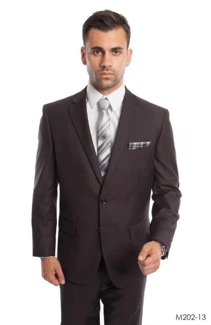 Demantie Men's 2 Piece Solid Executive Suit Flat Front Pants