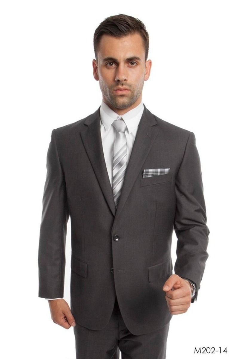 Demantie Men's Solid Executive 2 Piece Suit Flat Front Pants