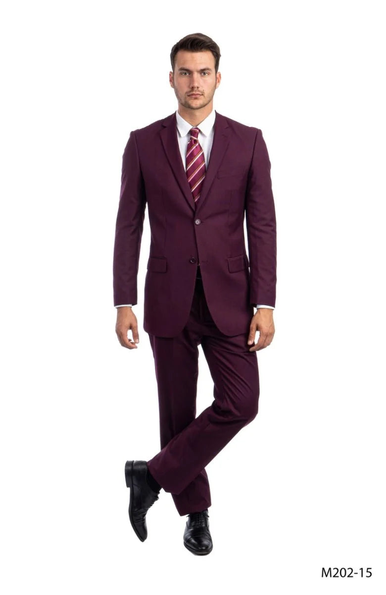 Demantie Men's 2 Piece Solid Executive Suit Flat Front Pants