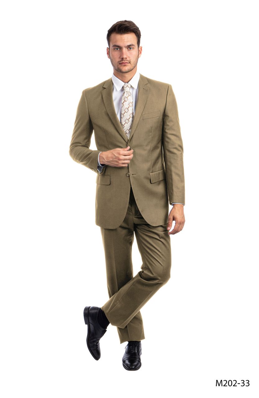 Demantie Men's Solid Executive 2-Piece Suit - Flat Front Pants