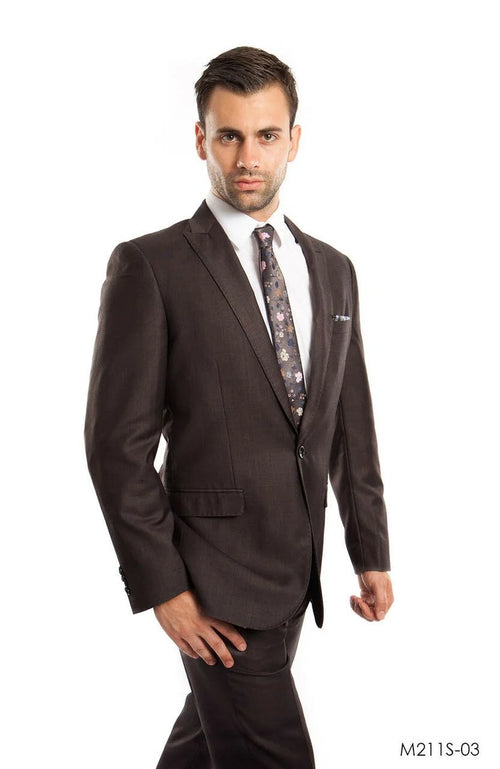 Tazio Men's Slim Fit 2 Piece Suit Classic Solid Colors