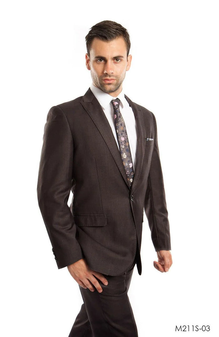 Tazio Men's Slim Fit 2 Piece Suit Classic Solid Colors