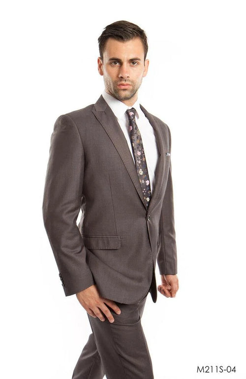 Tazio Men's Slim Fit 2 Piece Suit Classic Solid Colors