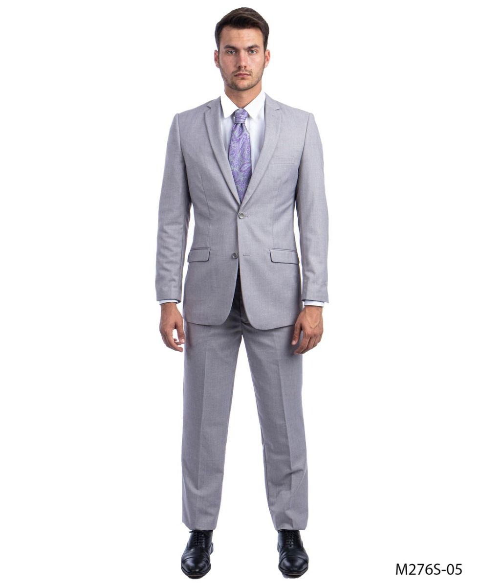 Tazio Men's 2pc Slim Fit Suit Classic Solid Colors for Professional Look - 38 Short Jacket+32 Waist Adjustable 28to34)(Height: 5 4 to5 7 )(Neck  15-16.5)S-M)