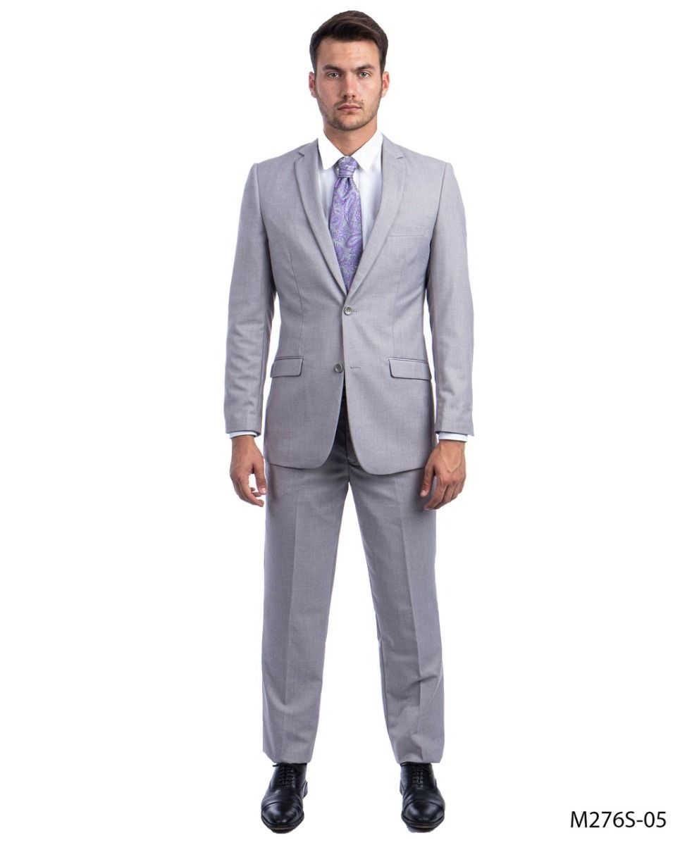 Tazio Men's 2pc Slim Fit Suit Classic Solid Colors for Professional Look