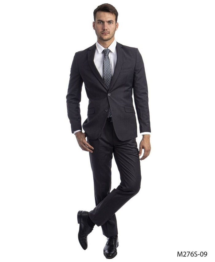 Tazio Men's 2pc Slim Fit Suit Classic Solid Colors for Professional Look