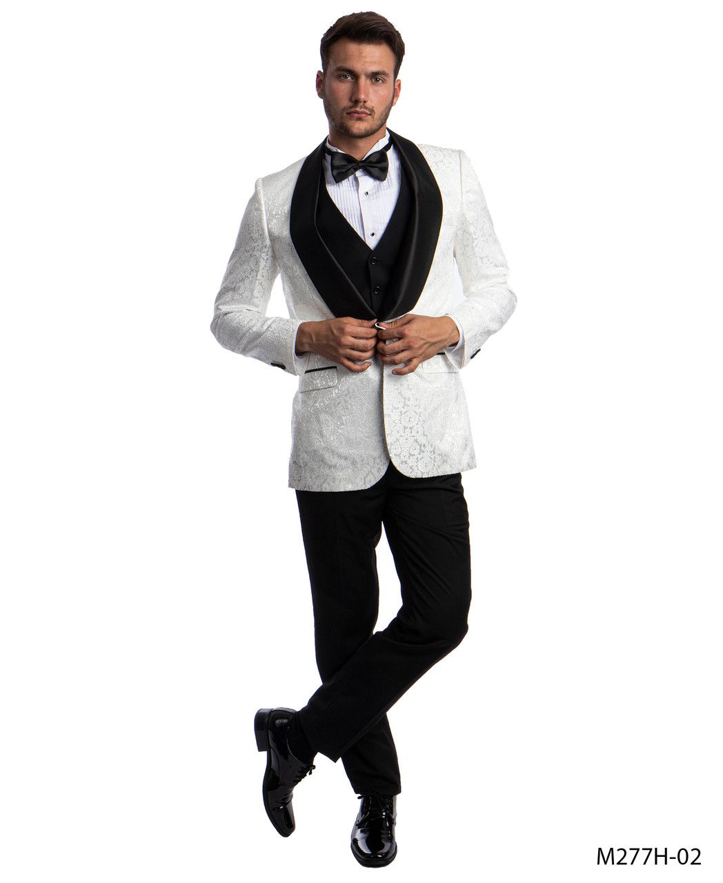 Tazio Men's 3-Piece Paisley Executive Suit - Award-Winning Design - 38 Short Jacket+32 Waist Adjustable 28to34)(Height: 5 4 to5 7 )(Neck  15-16.5)S-M)