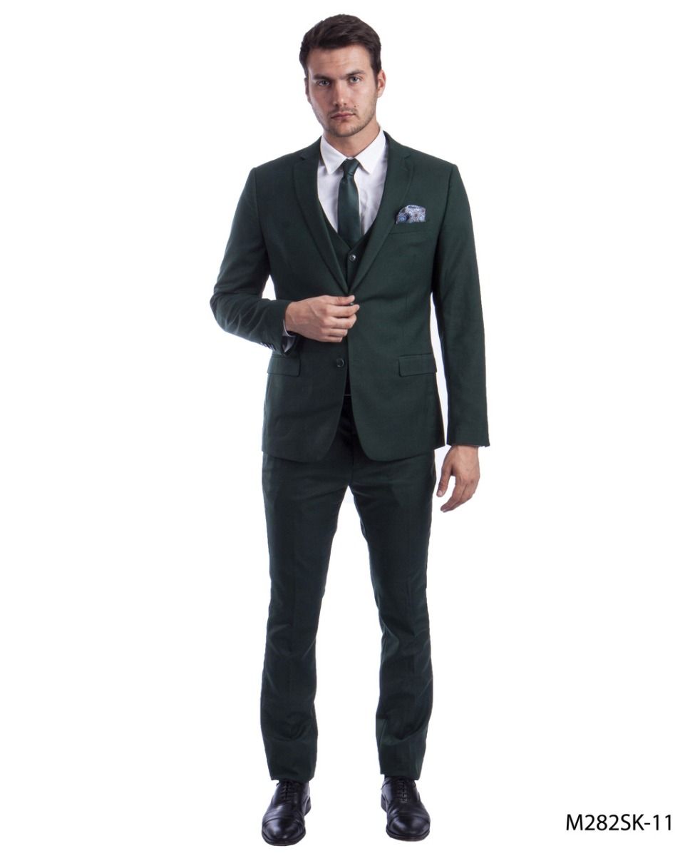 Sean Alexander Men's 3 Piece Skinny Fit Suit  Notch Lapel with Tailored Fit - 38 Short Jacket+32 Waist Adjustable 28to34)(Height: 5 4 to5 7 )(Neck  15-16.5)S-M)