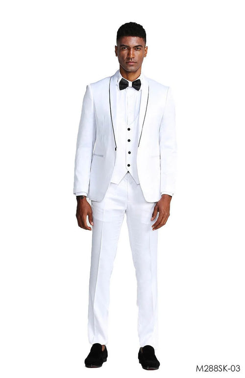 Tazio Men's Slim Fit 3-Piece Suit - Slight Sheen