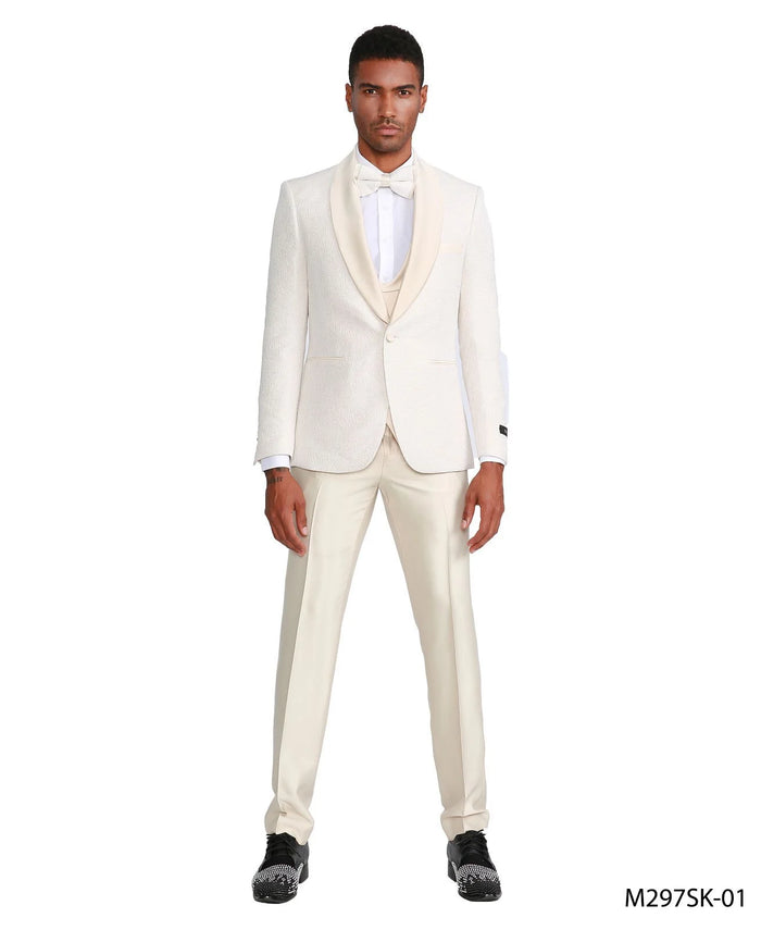 Tazio Men's 4pc Skinny Fit Suit - Tone on Tone pink
