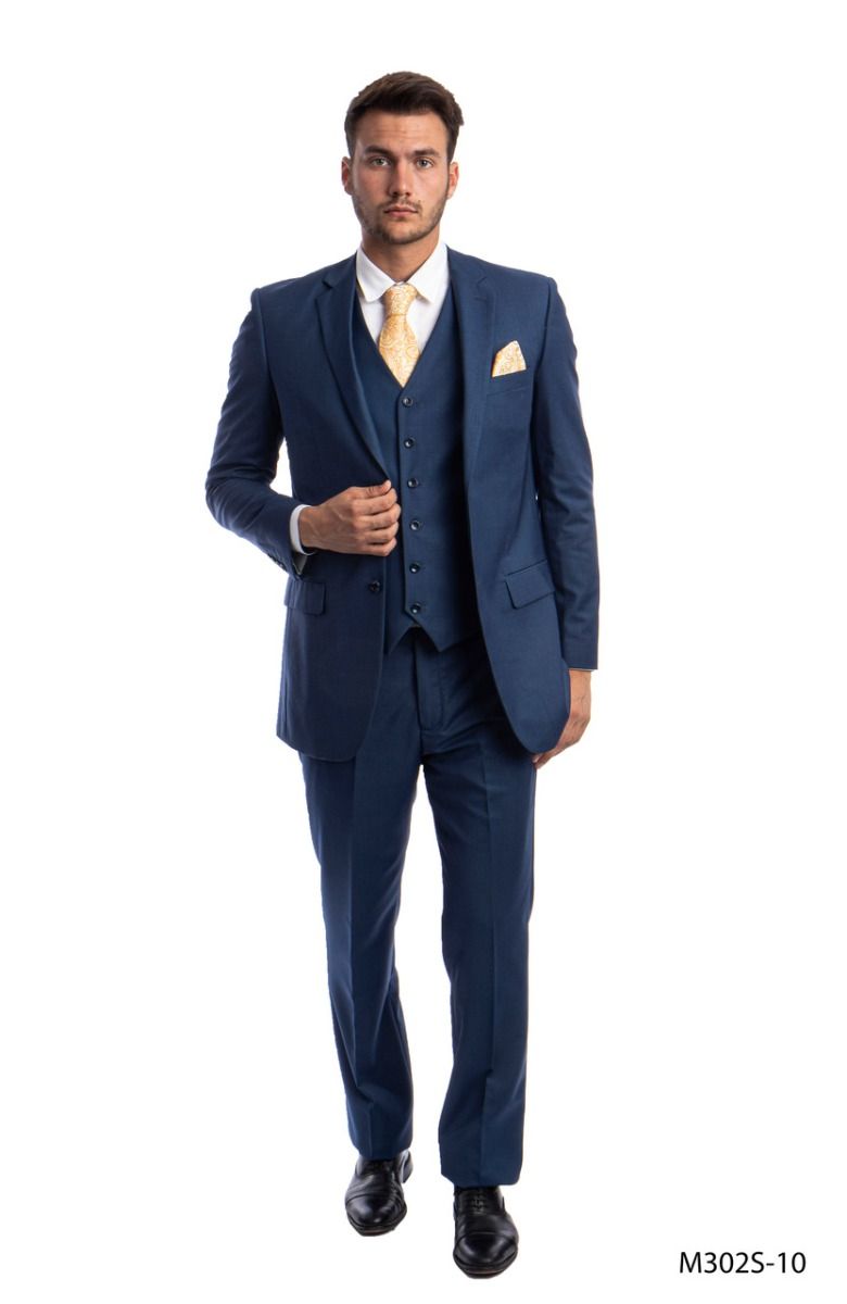 Formal Wear Demantie Mens 3Pc Solid Executive Suit Business Formalwear with Style - 38 Short Jacket+32 Waist Adjustable 28to34)(Height: 5 4 to5 7 )(Neck  15-16.5)S-M)