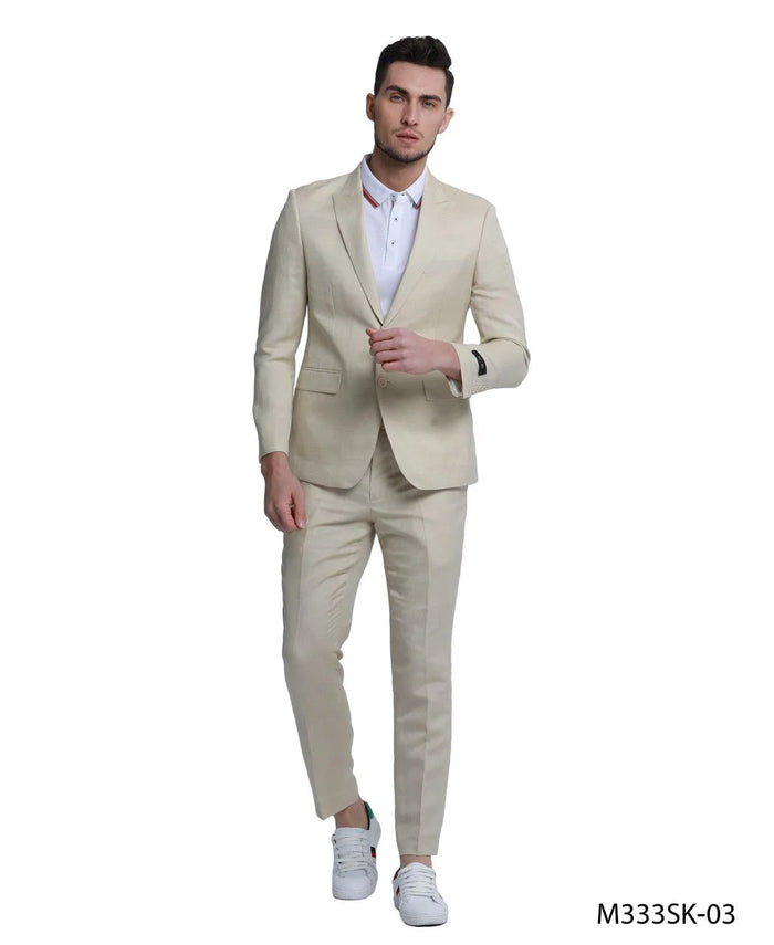 Tazio Men's Slim Fit 2-Piece Suit - Solid Color pink