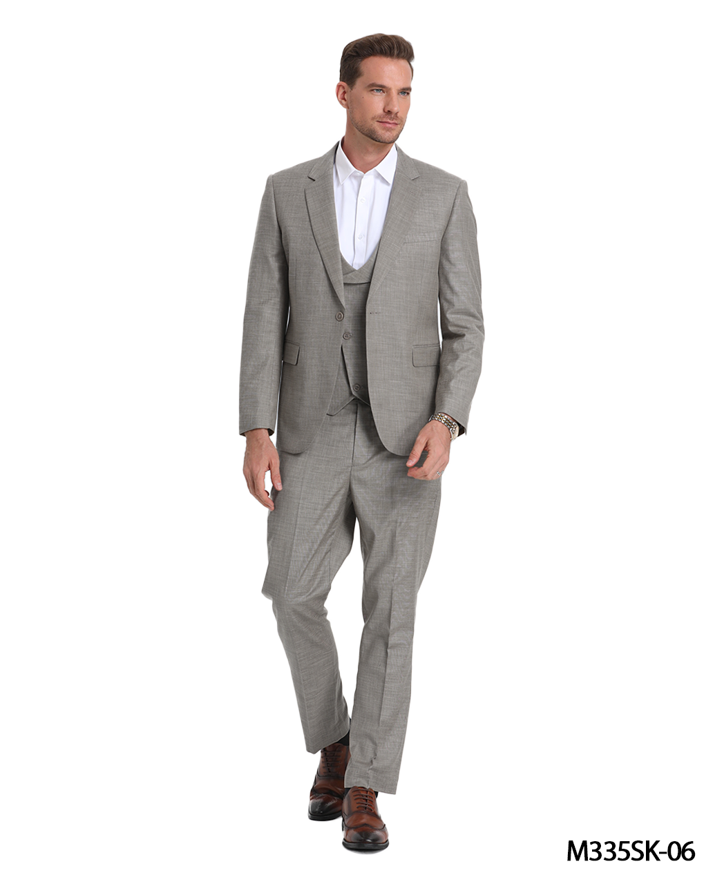 Tazio Men's 3 Piece Skinny Fit Suit  Textured Solid Fabric - 38 Short Jacket+32 Waist Adjustable 28to34)(Height: 5 4 to5 7 )(Neck  15-16.5)S-M)
