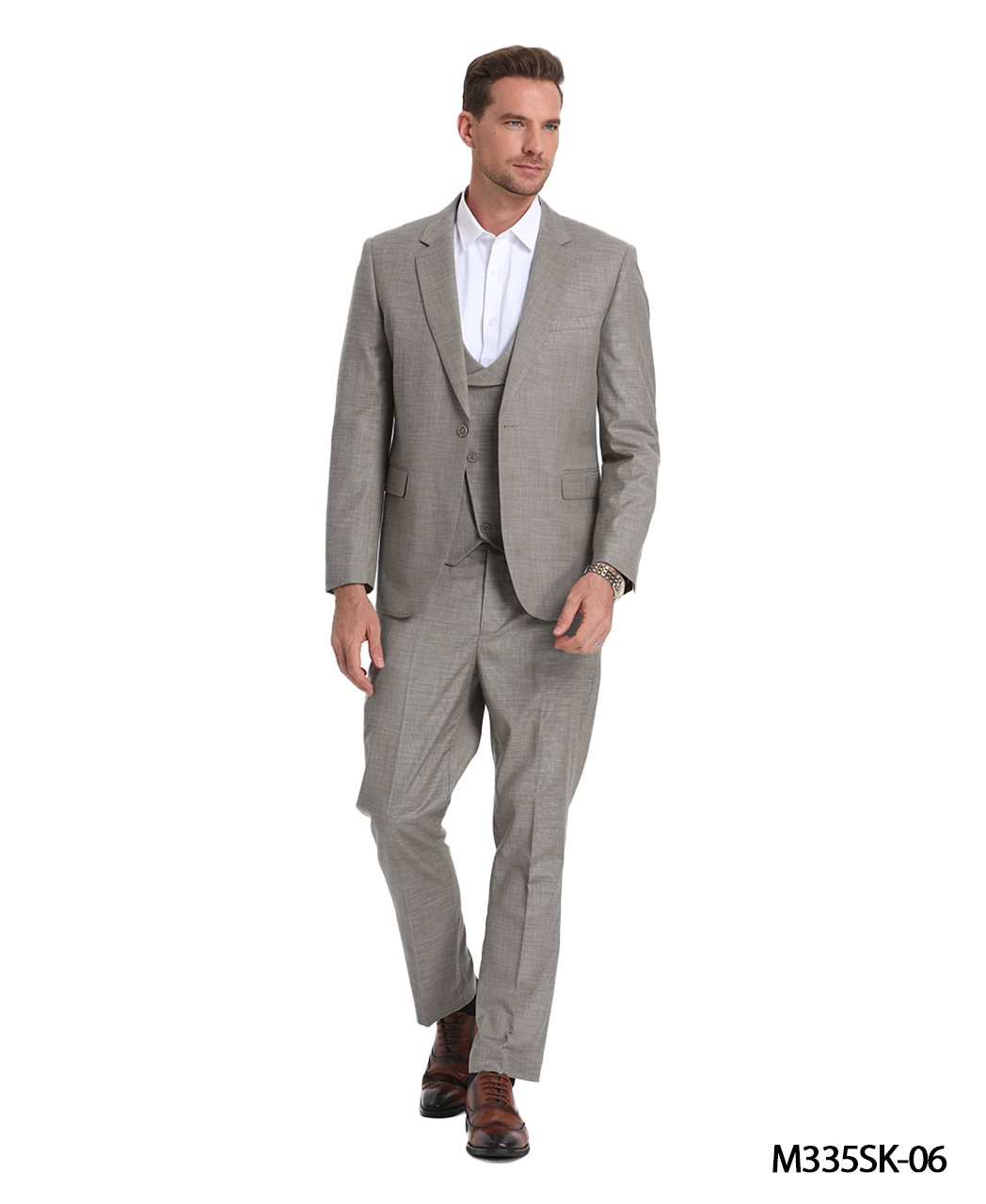 Tazio Men's 3 Piece Skinny Fit Suit  Textured Solid Fabric