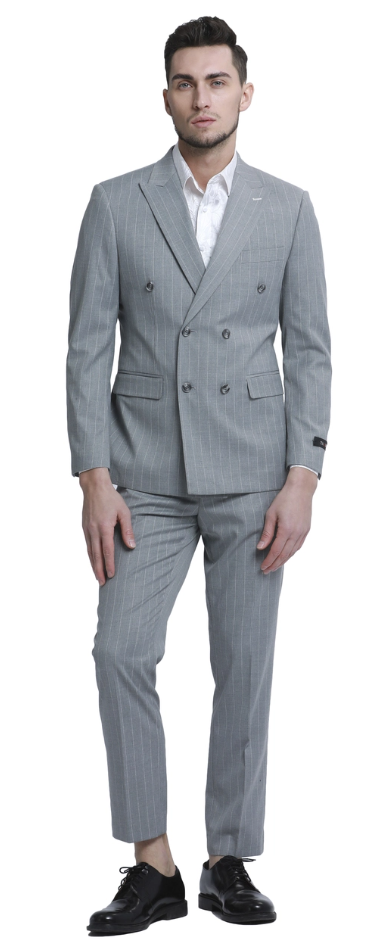 Tazio Men's Skinny Fit 2-Piece Suit Light Pinstripe