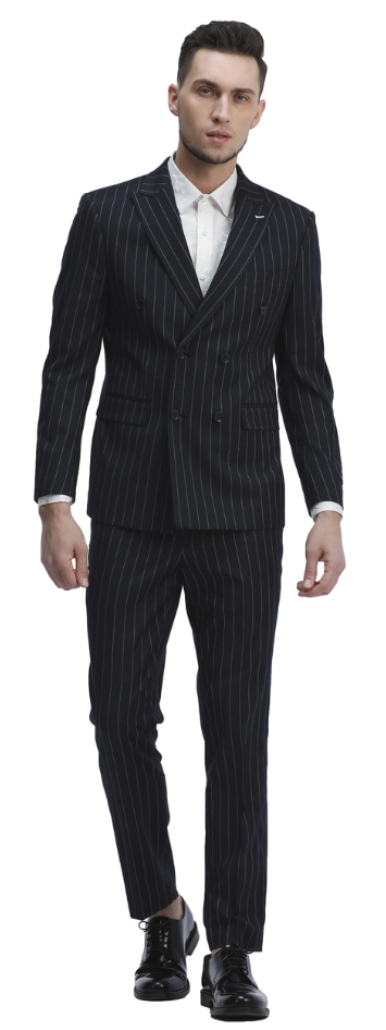 Tazio Men's Skinny Fit 2-Piece Suit Light Pinstripe - 38 Short Jacket+32 Waist Adjustable 28to34)(Height: 5 4 to5 7 )(Neck  15-16.5)S-M)