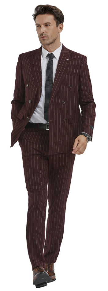 Tazio Men's Skinny Fit 2-Piece Suit Light Pinstripe - 38 Short Jacket+32 Waist Adjustable 28to34)(Height: 5 4 to5 7 )(Neck  15-16.5)S-M)