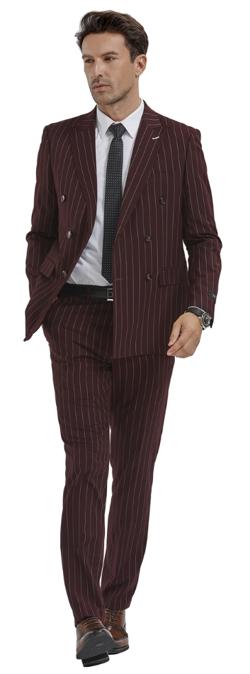 Tazio Men's Skinny Fit 2-Piece Suit Light Pinstripe