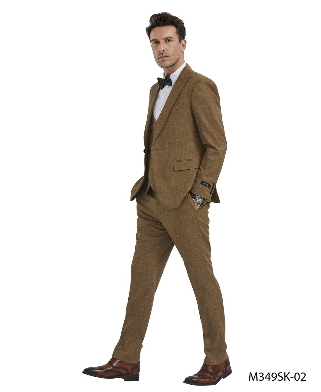 Tazio Men's 3-Piece Textured Solid Skinny Fit Suit