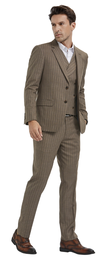 Tazio Men's 3-Piece Skinny Fit Banker Pinstripe Suit | Award-Winning Design