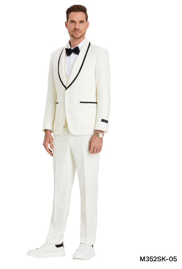 Tazio Men's Birdseye Skinny Fit 4-Piece Suit
