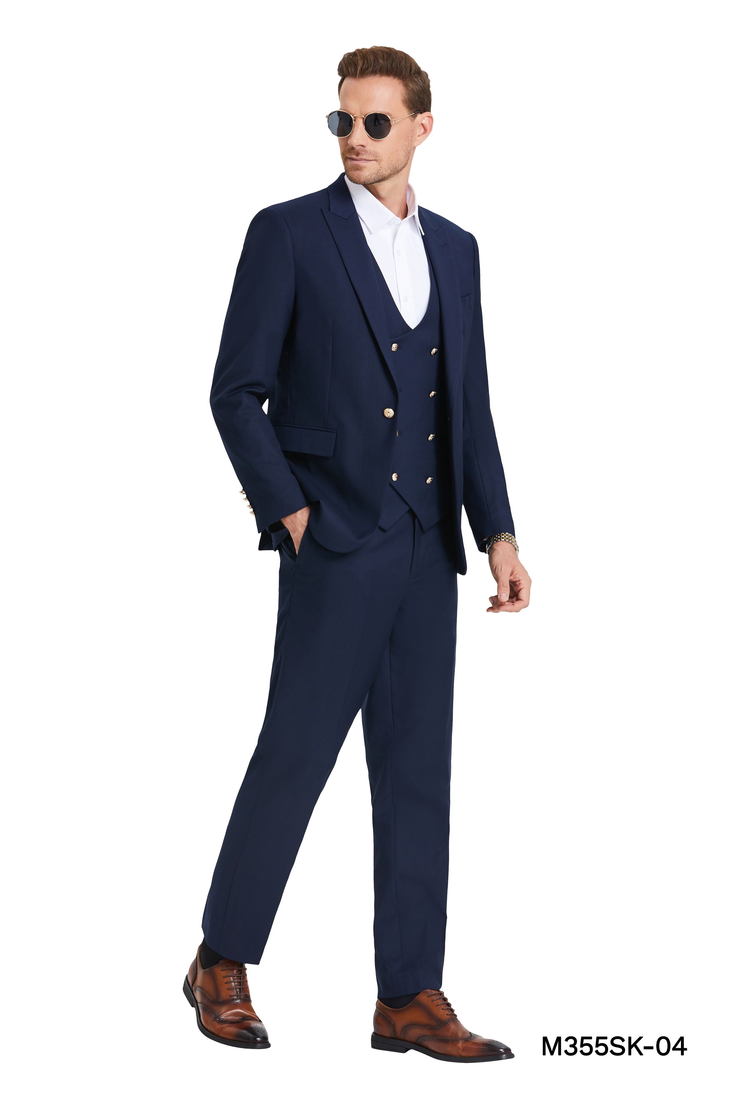 Tazio Men's Skinny Fit 3-Piece Suit - Bold Colors