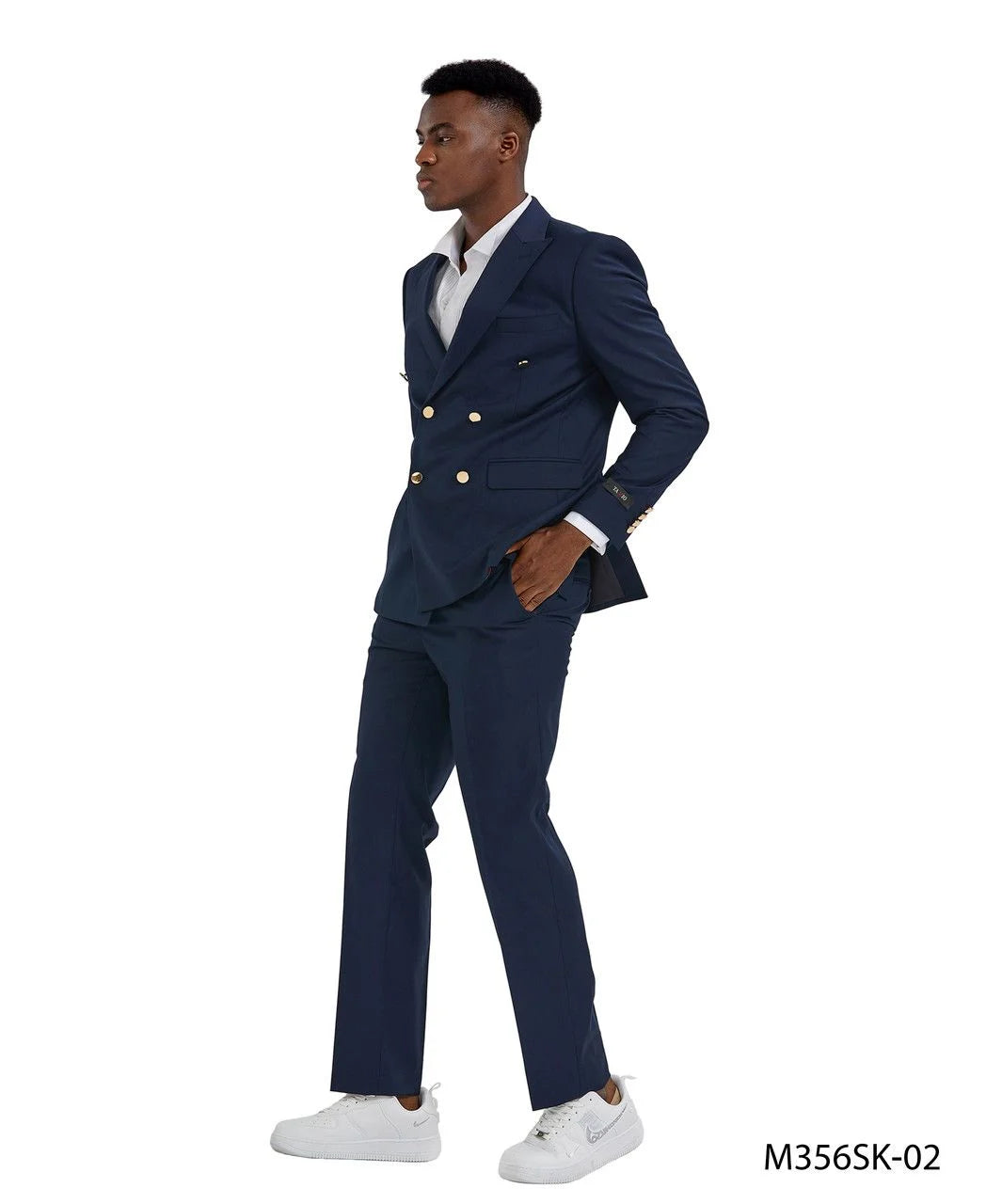 Tazio Men's 2pc Skinny Fit Suit w/ Gold Buttons